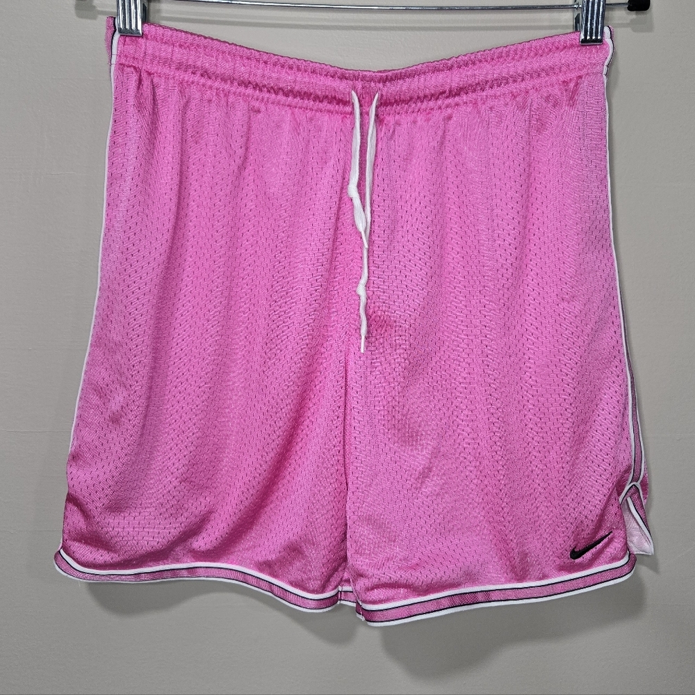 Nike Pink Athletic Mesh Shorts with White Trim